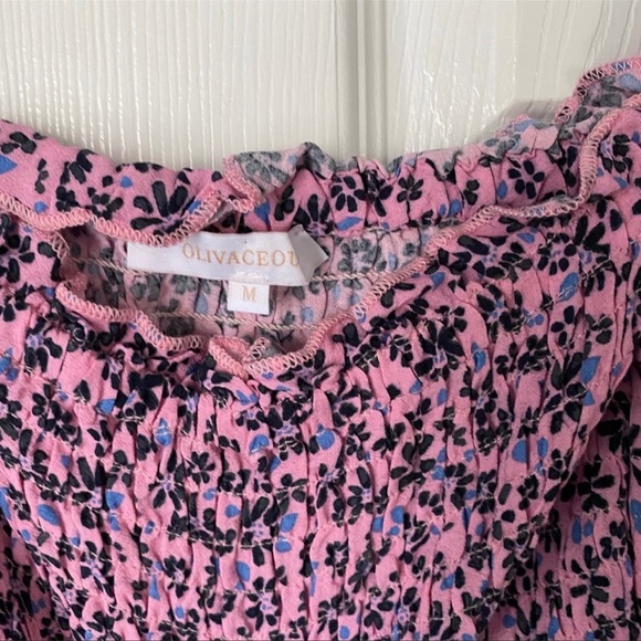 *final sale* Pink Floral Smocked Top With Bell Sleeves - Picture 3 of 4